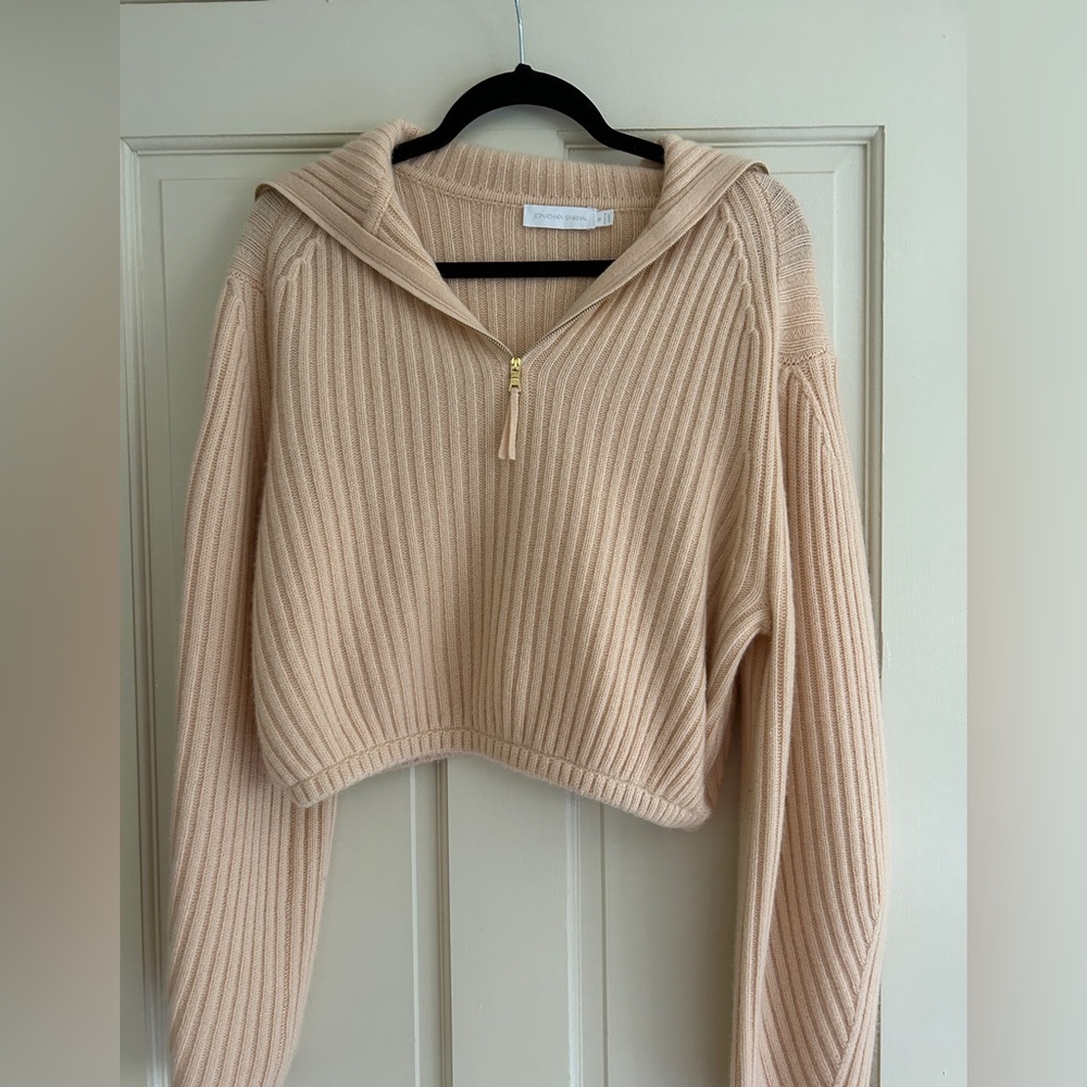 Jonathan Simkhai Janae Cropped Cashmere Zip Front Sweater